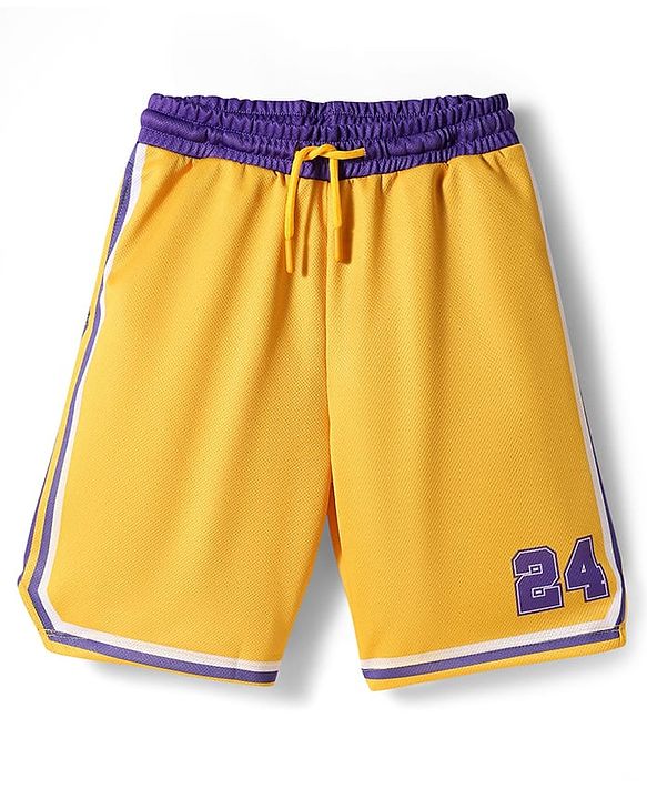Pine Active Sleeveless Basketball T-Shirt & Short With Game Print - Yellow