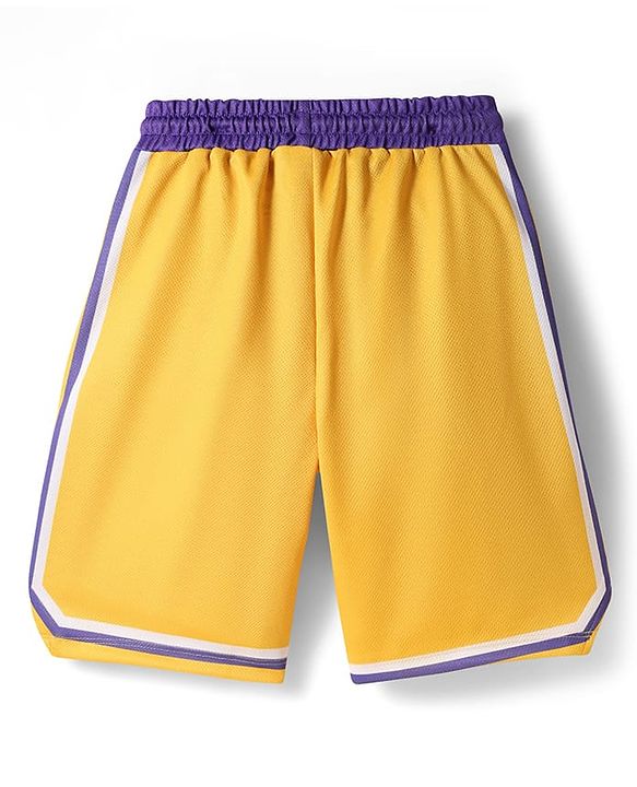 Pine Active Sleeveless Basketball T-Shirt & Short With Game Print - Yellow