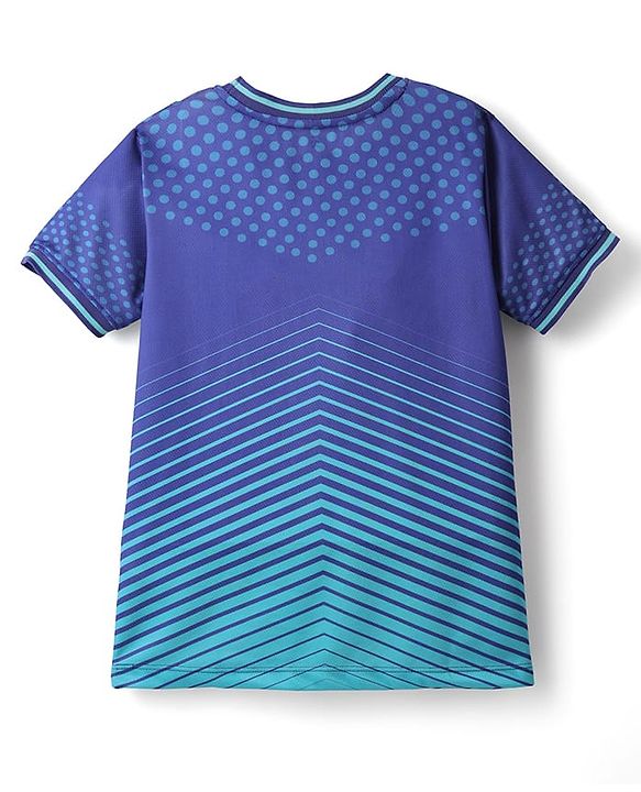 Pine Active Half Sleeves T-Shirt With Shorts Set With Football Print - Blue