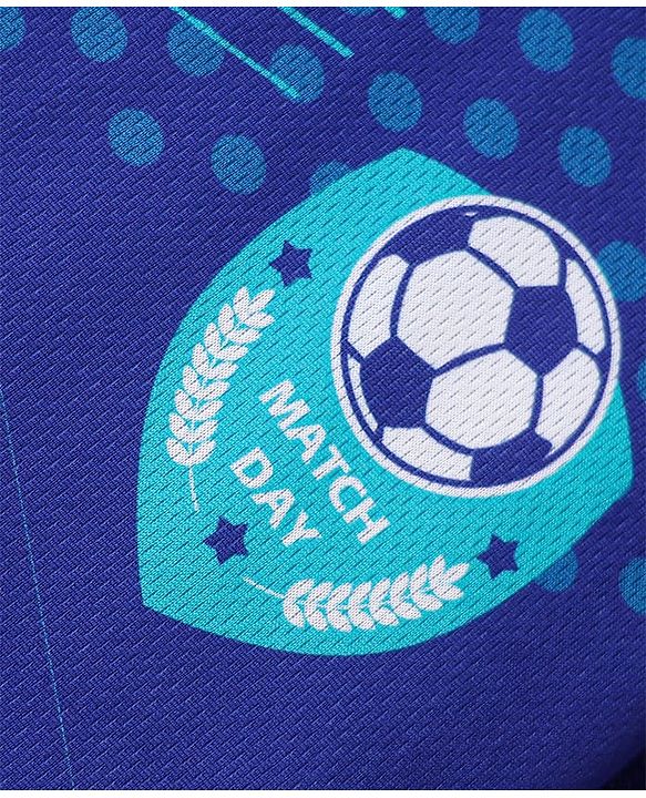 Pine Active Half Sleeves T-Shirt With Shorts Set With Football Print - Blue