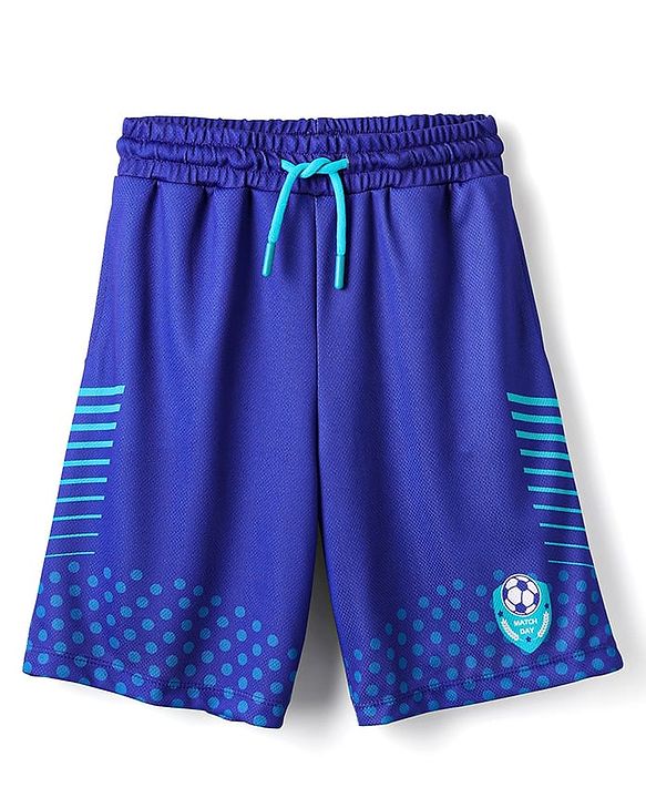 Pine Active Half Sleeves T-Shirt With Shorts Set With Football Print - Blue