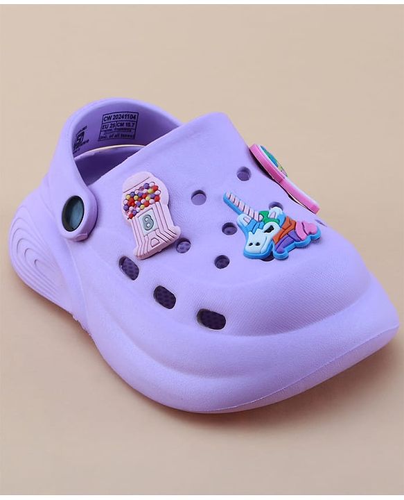 Cute Walk by Babyhug Clogs with Back Strap Closure & Unicorn Applique - Purple