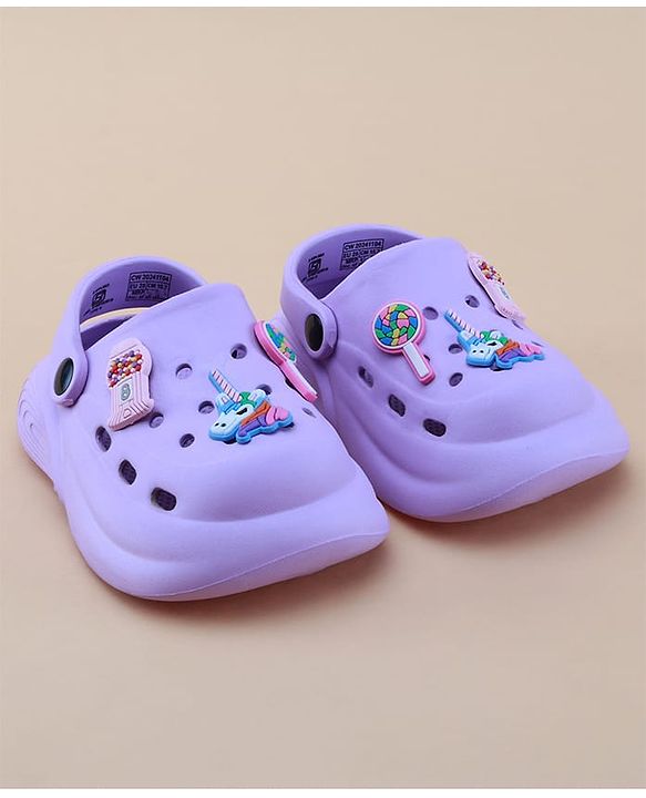 Cute Walk by Babyhug Clogs with Back Strap Closure & Unicorn Applique - Purple