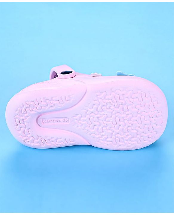 Cute Walk by Babyhug Back Strap Closure Clogs with Unicorn Floral & Butterfly Applique - Light Pink