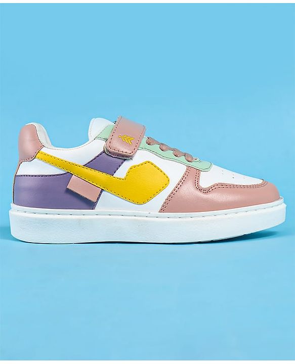Pine Kids Casual Shoes With Velcro Closure - White & Pink