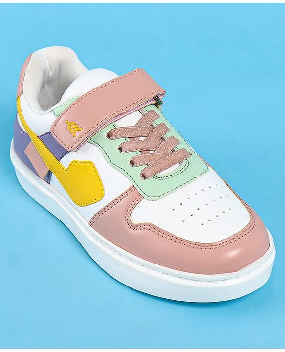 Pine Kids Casual Shoes With Velcro Closure - White & Pink