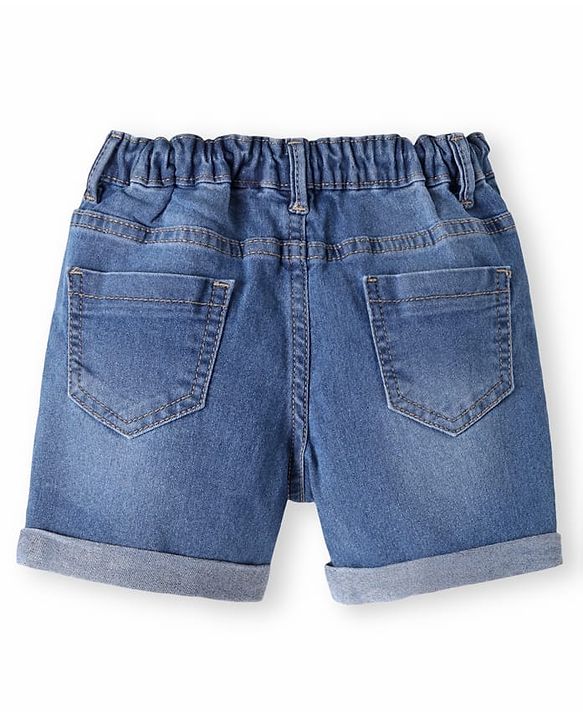 Babyhug Mid Thigh Washed Shorts With Stretch & Airplane Print - Blue