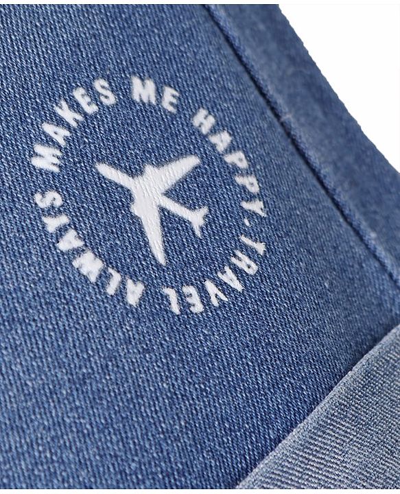Babyhug Mid Thigh Washed Shorts With Stretch & Airplane Print - Blue