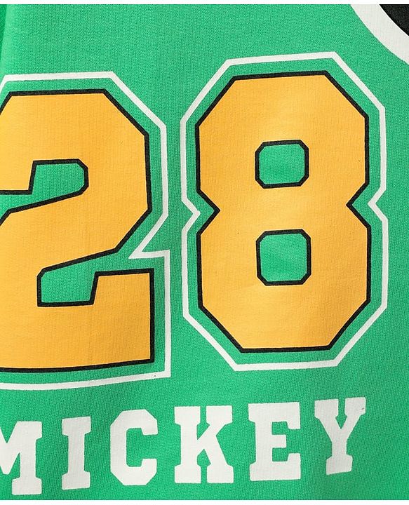 Pine Kids Marvel Terry Knit Half Sleeves Oversize And Drop Shoulder T-Shirt With Mickey Mouse Graphics - Light Green