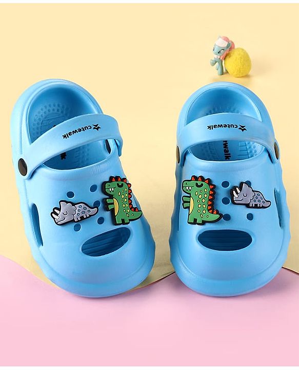 Cute Walk by Babyhug Backstrap Clogs  with Animal Applique - Blue