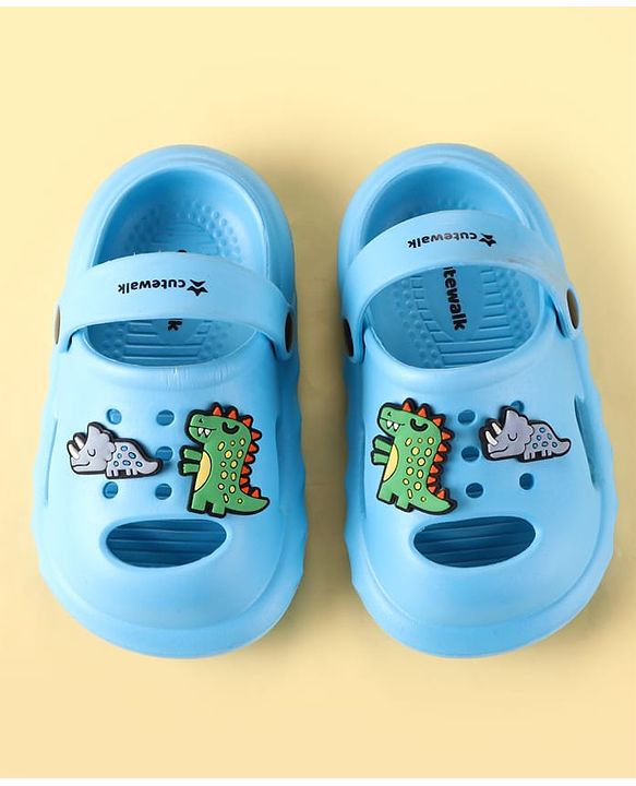 Cute Walk by Babyhug Backstrap Clogs  with Animal Applique - Blue
