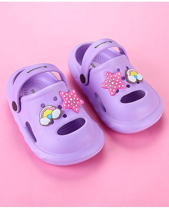 Cute Walk by Babyhug Back Strap Closure Clogs with Star Applique - Purple