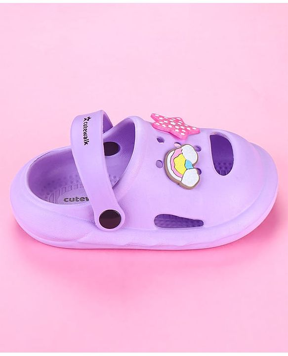 Cute Walk by Babyhug Back Strap Closure Clogs with Star Applique - Purple