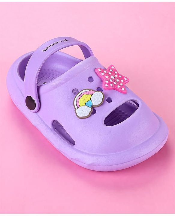 Cute Walk by Babyhug Back Strap Closure Clogs with Star Applique - Purple