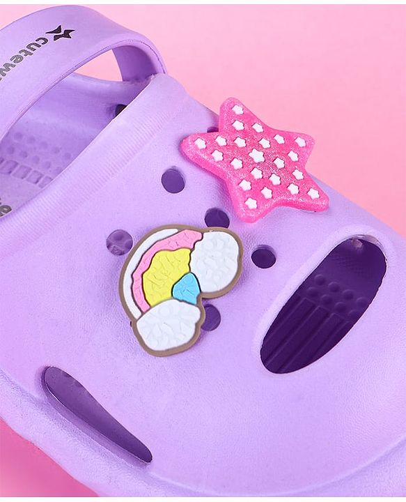Cute Walk by Babyhug Back Strap Closure Clogs with Star Applique - Purple