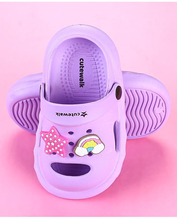 Cute Walk by Babyhug Back Strap Closure Clogs with Star Applique - Purple
