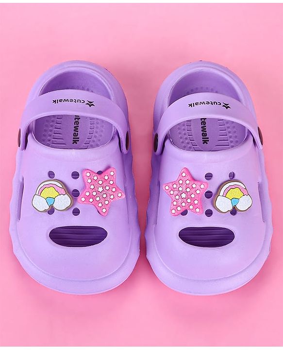 Cute Walk by Babyhug Back Strap Closure Clogs with Star Applique - Purple