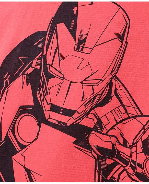 Pine Kids Disney Half Sleeves Drop Shoulder Iron Man Graphic Oversized T-Shirt - Red