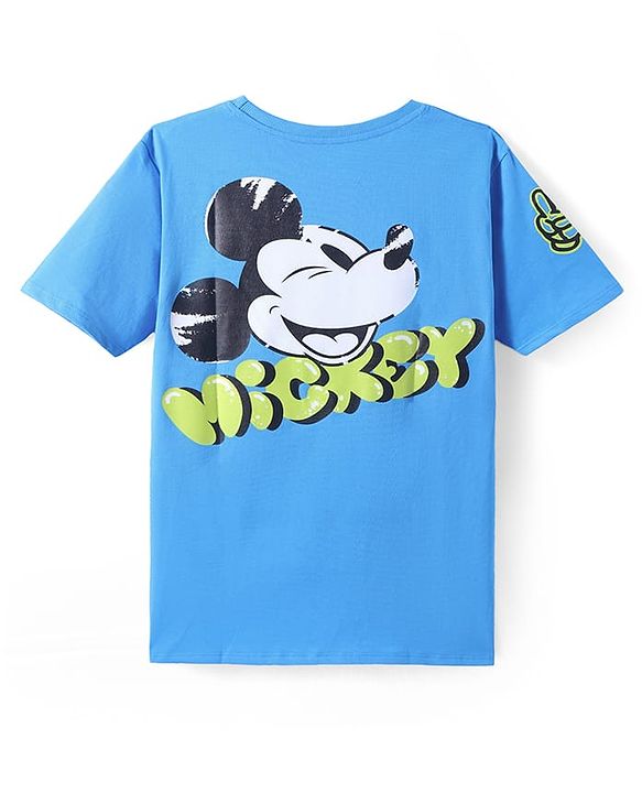 Pine Kids Disney Half Sleeves Front & Back Mickey Mouse Graphic T-Shirt - Blue