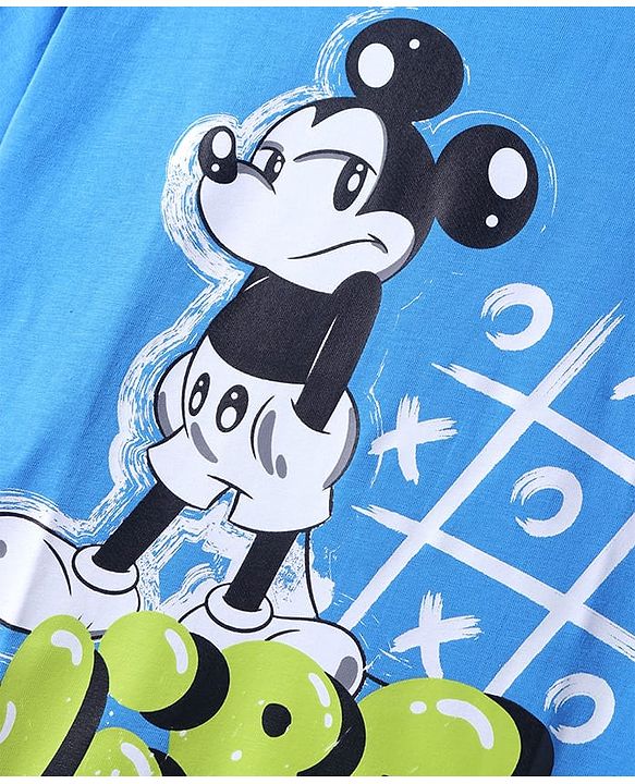 Pine Kids Disney Half Sleeves Front & Back Mickey Mouse Graphic T-Shirt - Blue