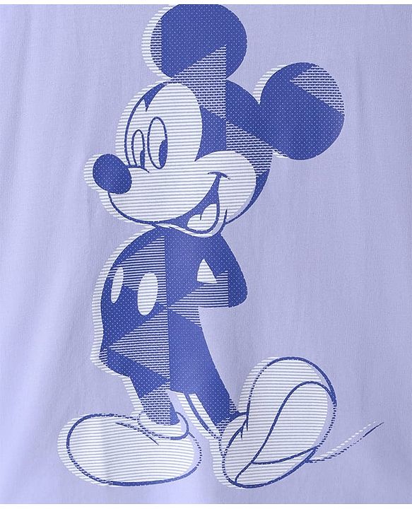 Pine Kids Disney Terry Knit Half Sleeves Drop Shoulder T-Shirt With Mickey Mouse Graphic - Lavender