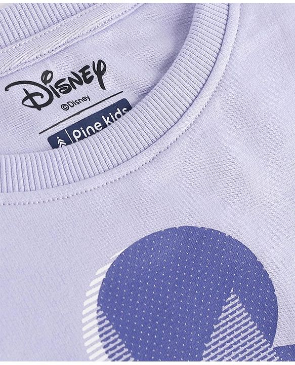 Pine Kids Disney Terry Knit Half Sleeves Drop Shoulder T-Shirt With Mickey Mouse Graphic - Lavender