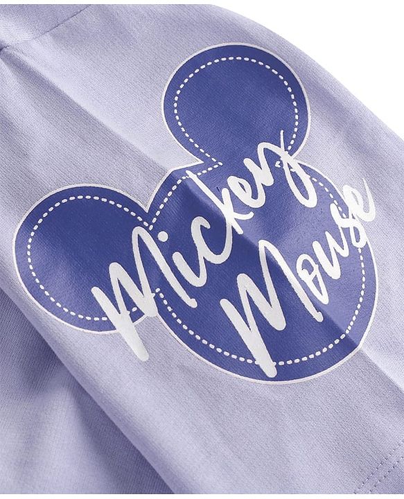 Pine Kids Disney Terry Knit Half Sleeves Drop Shoulder T-Shirt With Mickey Mouse Graphic - Lavender