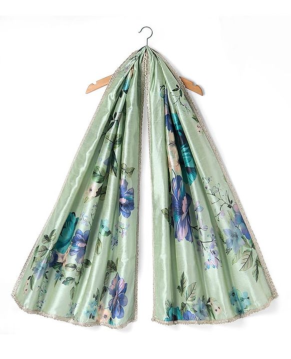 Pine Kids Woven Full Sleeves Kurti & Chudidar with Dupatta & Sequin Detailing - Teal Blue