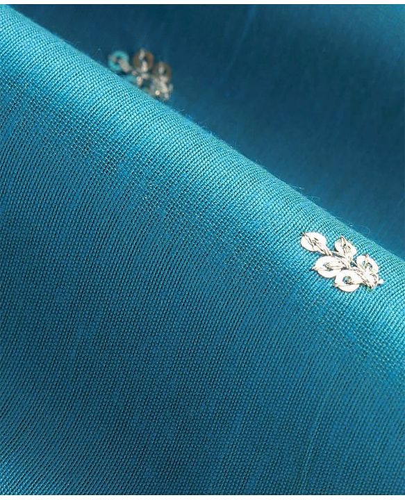 Pine Kids Woven Full Sleeves Kurti & Chudidar with Dupatta & Sequin Detailing - Teal Blue