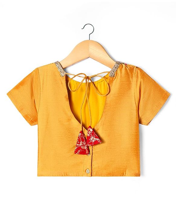 Pine Kids Woven Half Sleeves Choli & Foil Printed Lenhenga with Dupatta & Sequin Embroidery - Red