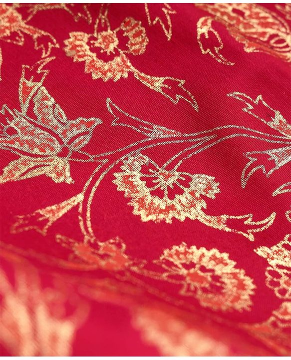 Pine Kids Woven Half Sleeves Choli & Foil Printed Lenhenga with Dupatta & Sequin Embroidery - Red