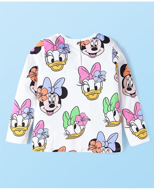 Babyhug Disney Single Jersey Full Sleeves Night Suit With Minnie & Friends All Over Print - White
