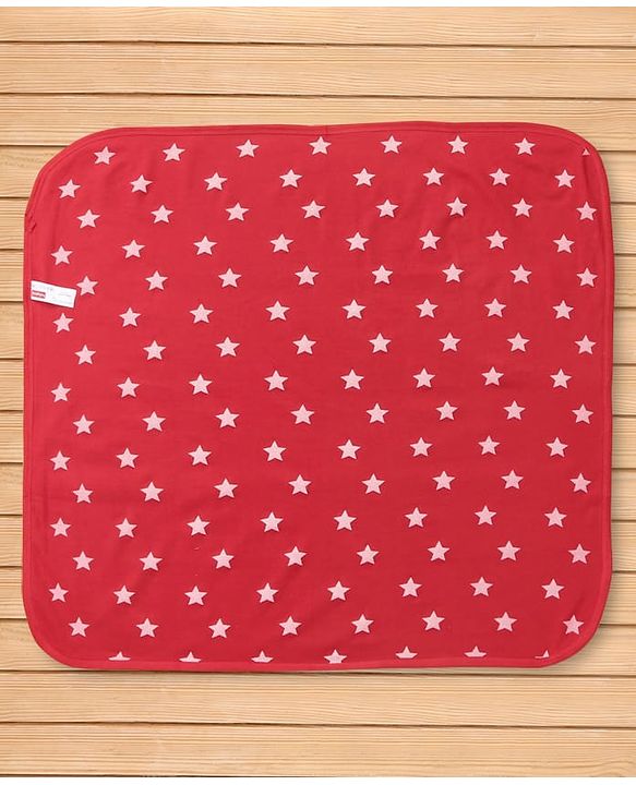 Babyhug Knit 100% Cotton Terry Towel with Star Print L 77 x B 74 cm - Red