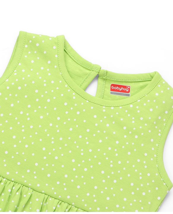 Babyhug Single Jersey Knit Sleeveless Dress With Heart Print - Navy Blue