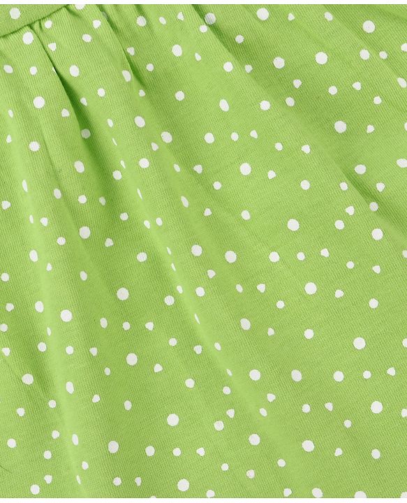 Babyhug Single Jersey Knit Sleeveless Dress With Polka Dot Print - Green