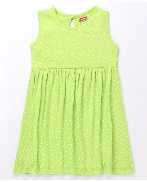 Babyhug Single Jersey Knit Sleeveless Dress With Heart Print - Navy Blue