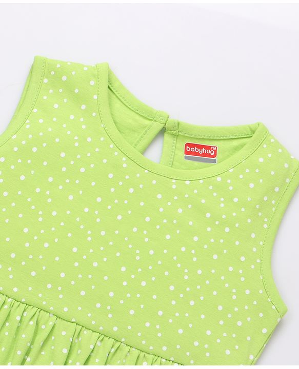 Babyhug Single Jersey Knit Sleeveless Dress With Heart Print - Navy Blue