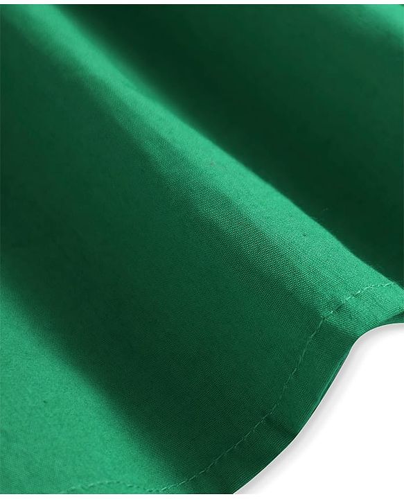 Pine Kids Poplin Woven Puffed Sleeves Solid Color Collared Frock - Dark Green