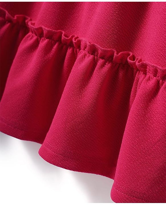 Pine Kids Woven Sleeveless Solid Frock With Belt - Dark Pink