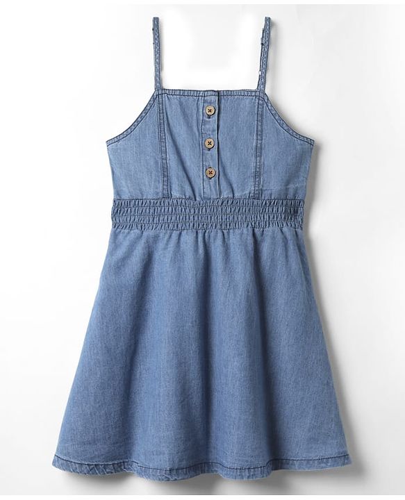 Pine Kids Cotton Woven Sleeveless Solid Frock - Blue