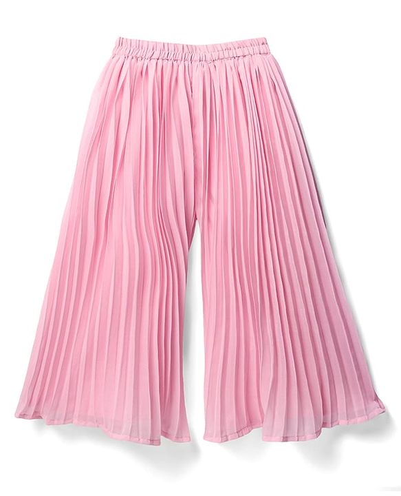 Babyhug Woven Three Fourth Sleeves Top & Palazzo Set with Floral Embroidered Jacket and Lace Detailing - Pink