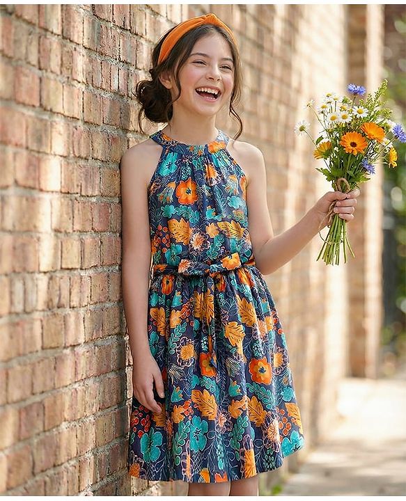 Pine Kids Female One Piece Dresses/Frocks 5-6Y Multi Colors