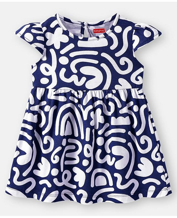 Babyhug 100% Cotton Single Jersey Knit Cap Sleeves Polka Dot Printed Dresses With Bow Applique Pack of 2 - Red & White