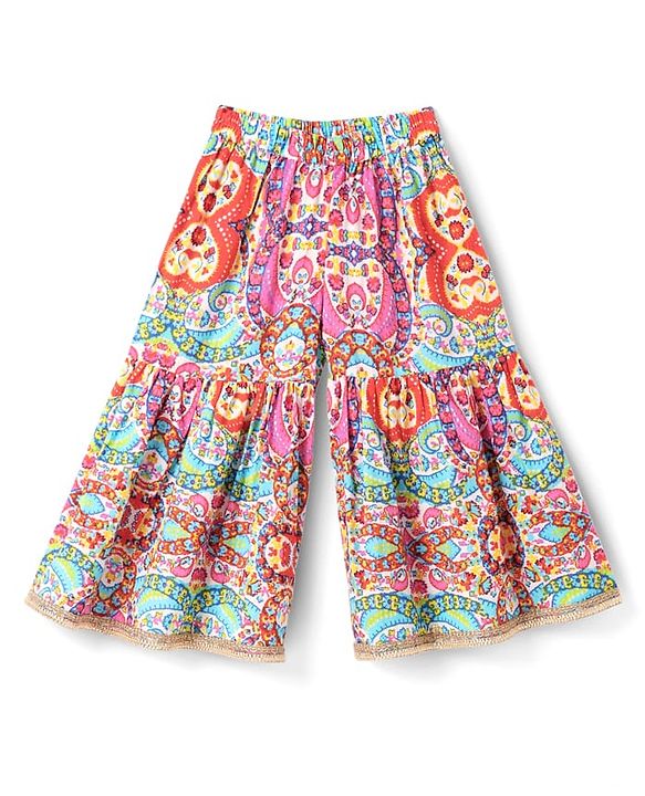 Babyhug Cotton Woven Three Fourth Sleeves Kurta Gharara Set with Floral Print - Pink Yellow & Red