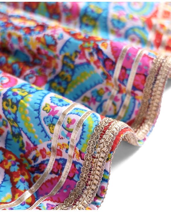 Babyhug Cotton Woven Three Fourth Sleeves Kurta Gharara Set with Floral Print - Pink Yellow & Red