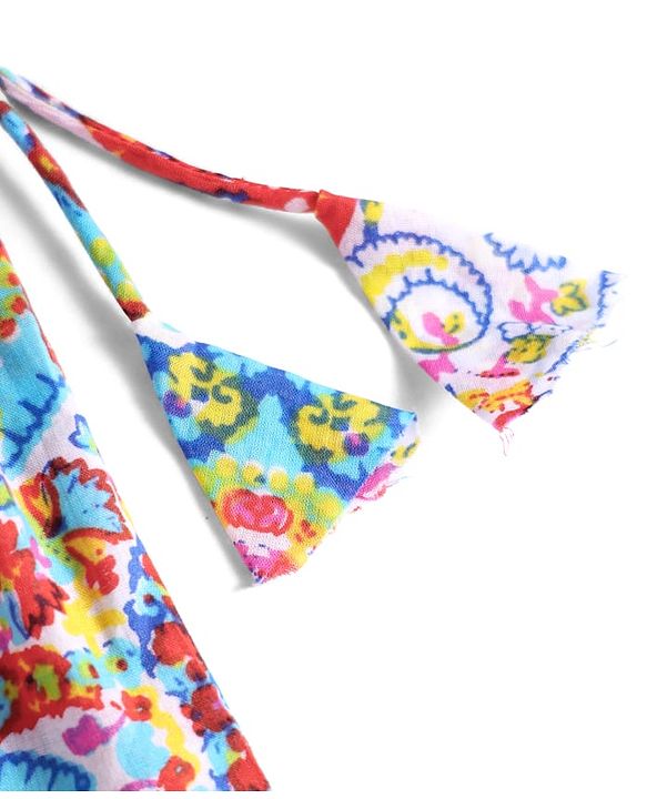 Babyhug Cotton Woven Three Fourth Sleeves Kurta Gharara Set with Floral Print - Pink Yellow & Red