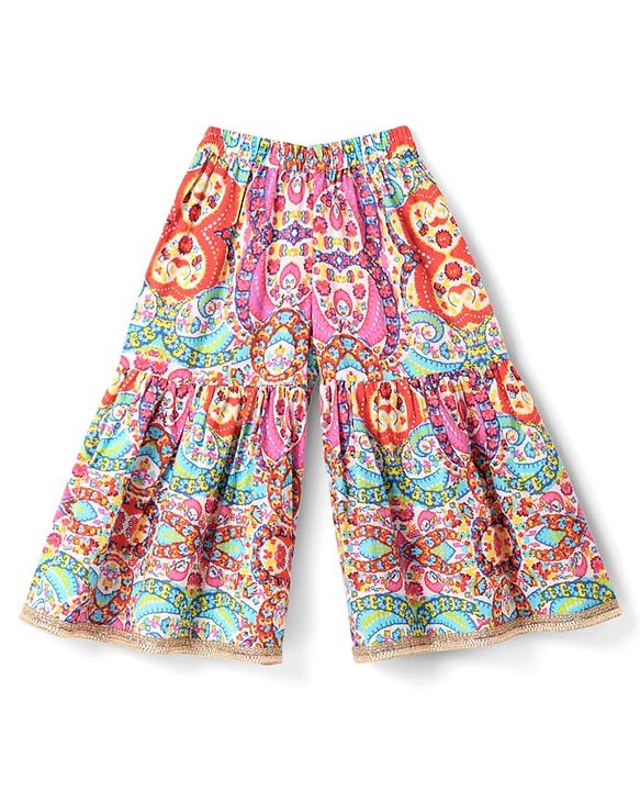 Babyhug Cotton Woven Three Fourth Sleeves Kurta Gharara Set with Floral Print - Pink Yellow & Red