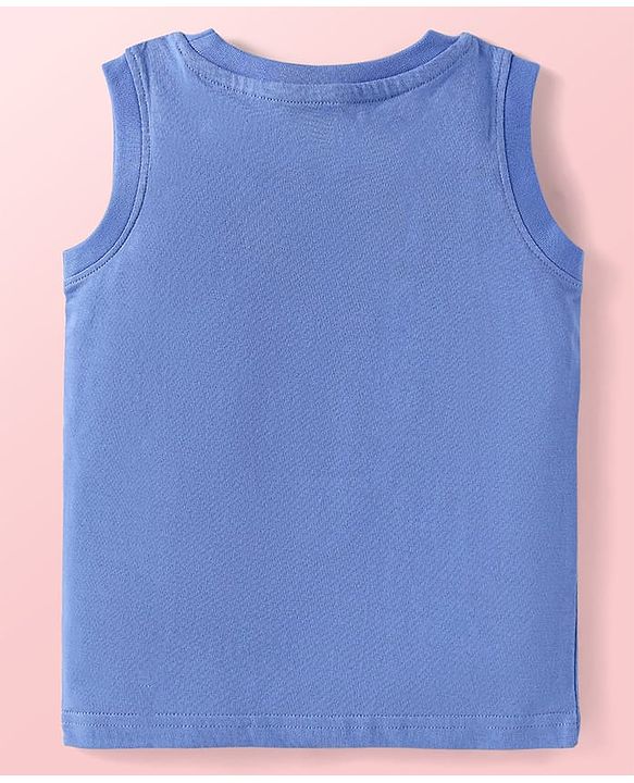Babyhug Cotton Knit Sleeveless Tank T-Shirts with Beach Theme Print Pack of 3 - Yellow Grey & Blue