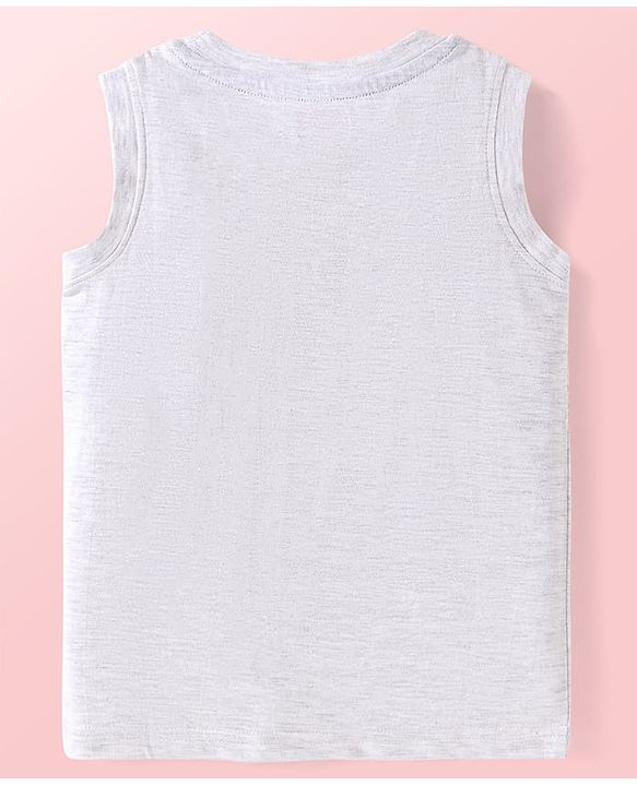 Babyhug Cotton Knit Sleeveless Tank T-Shirts with Beach Theme Print Pack of 3 - Yellow Grey & Blue