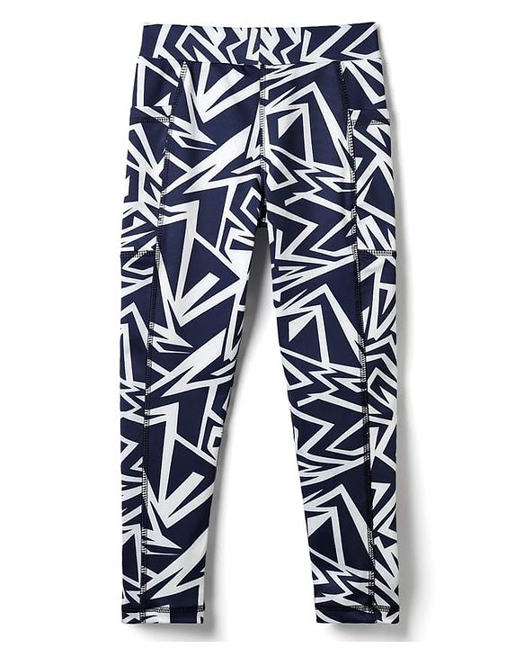 Pine Active Knit Full Length Printed Super Stretch Leggings - Navy Blue
